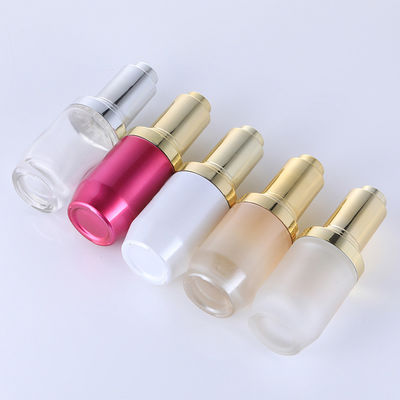 Round Transparent Glass Foundation Bottle Simple Design Silk Screen Printing Cosmetic Packaging