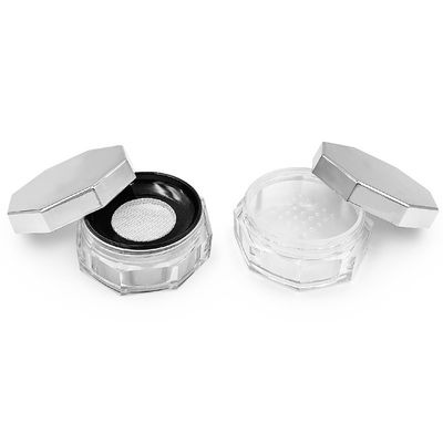 Round Transparent Loose Powder Case with Twist to Open Lid 15g Capacity Customizable Logo